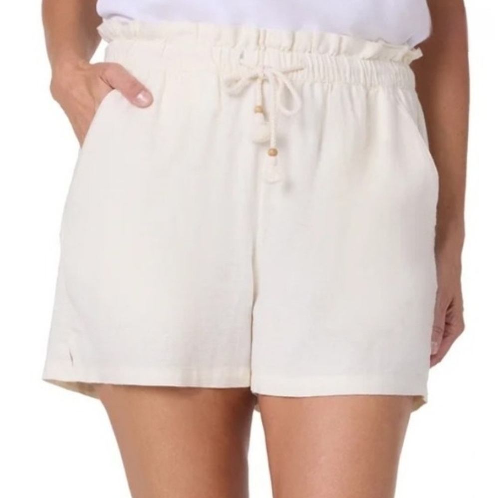 Hang Ten Cream Women's Drawstring Casual Shorts, Size Large